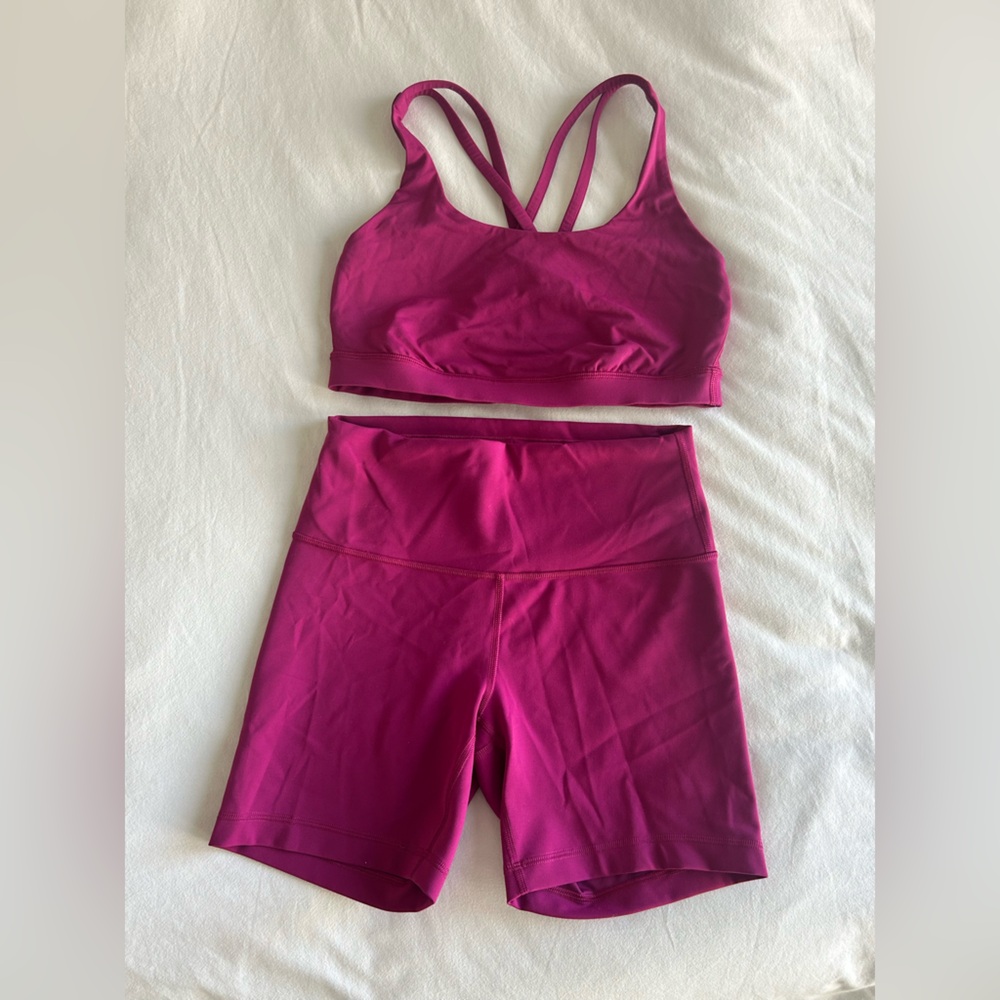 Lululemon biker shorts and bra set